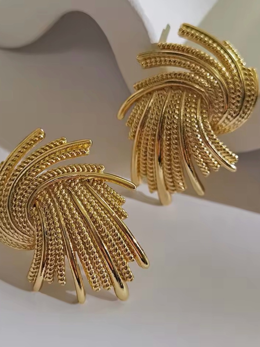Gold Twist Geometric Drop Earrings Punk Statement Jewelry